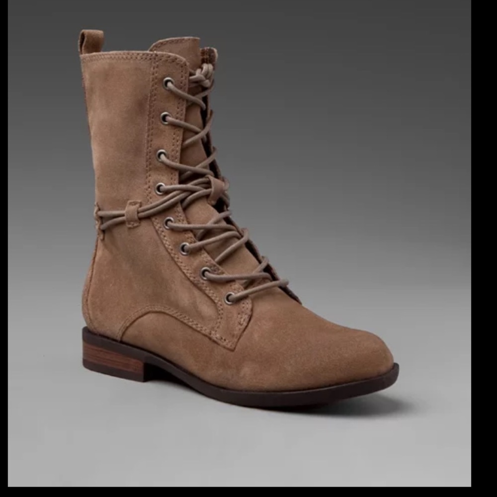 Genuine suede lace up combat boots 10